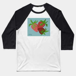 Strawberry Trio Papercut Illustration by MarcyBrennanArt Baseball T-Shirt